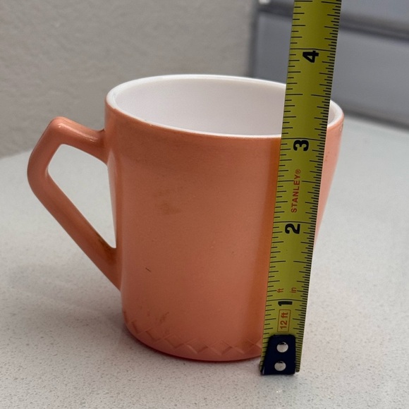 Vintage 1950s Hazel Atlas Baby Cup Coral Peach Diamond Pattern - Picture 11 of 11